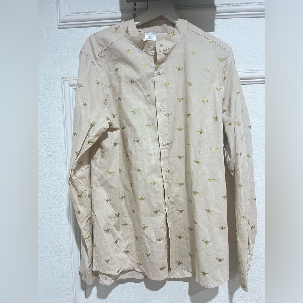 Disney Men's aladin Beige Shirt Jacket with Gold Details